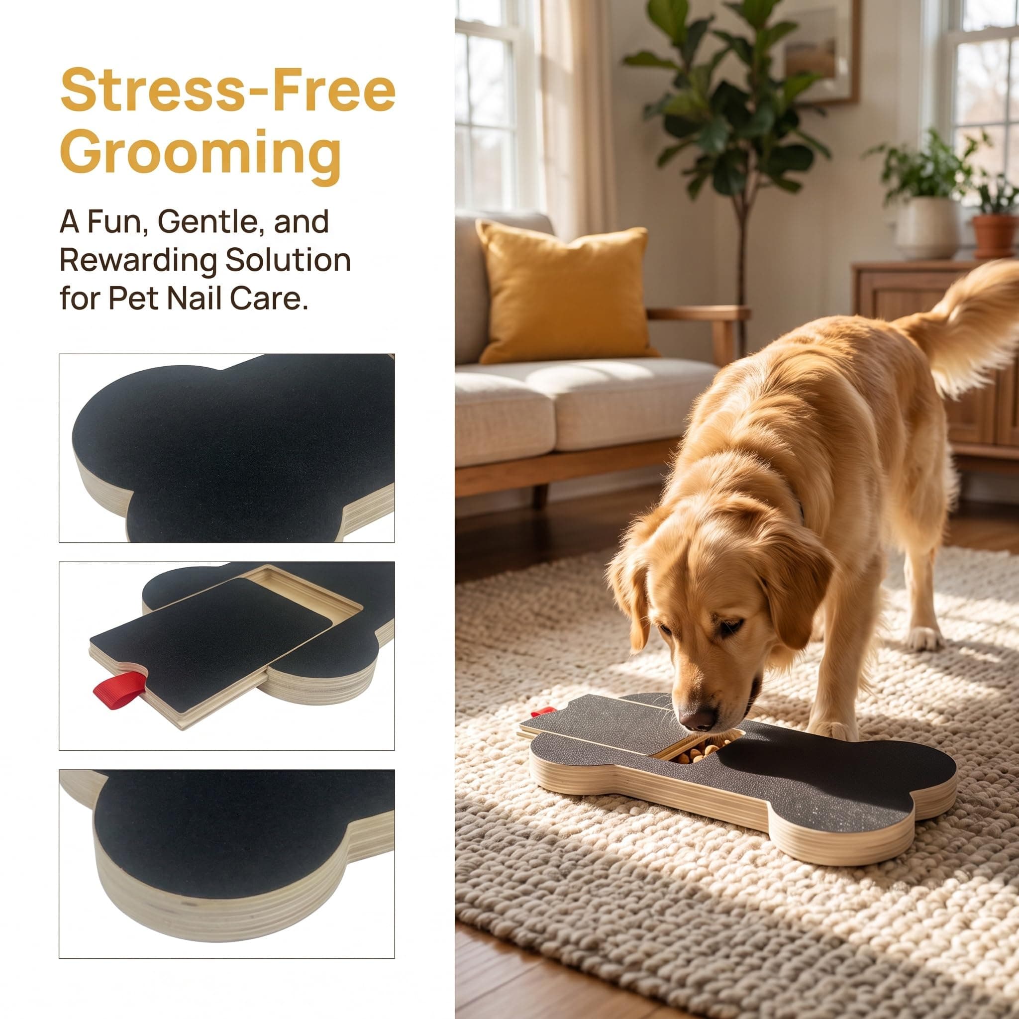 Dog Nail Scratch Board Scratcher Treat Dispenser Non-Slip Nail File Board Dog Nail Scratch Pad For Large Medium Small Dogs, Nail File Board To Clippers Grinders