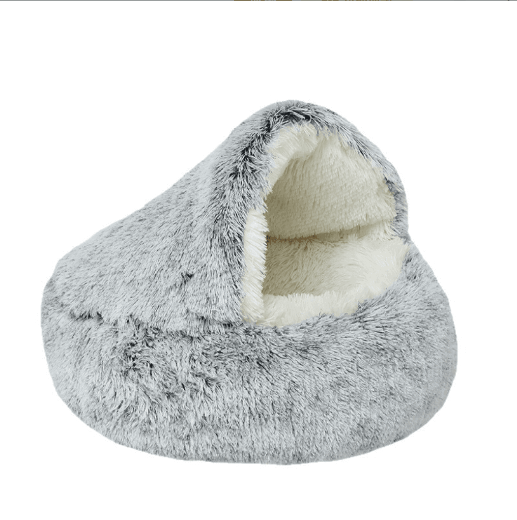 Long-haired Plush Warm Semi-enclosed Windproof Shell Cat Beds, Winter Pet Beds, Small And Medium-sized Dog And Cat Beds, Pet Supplies